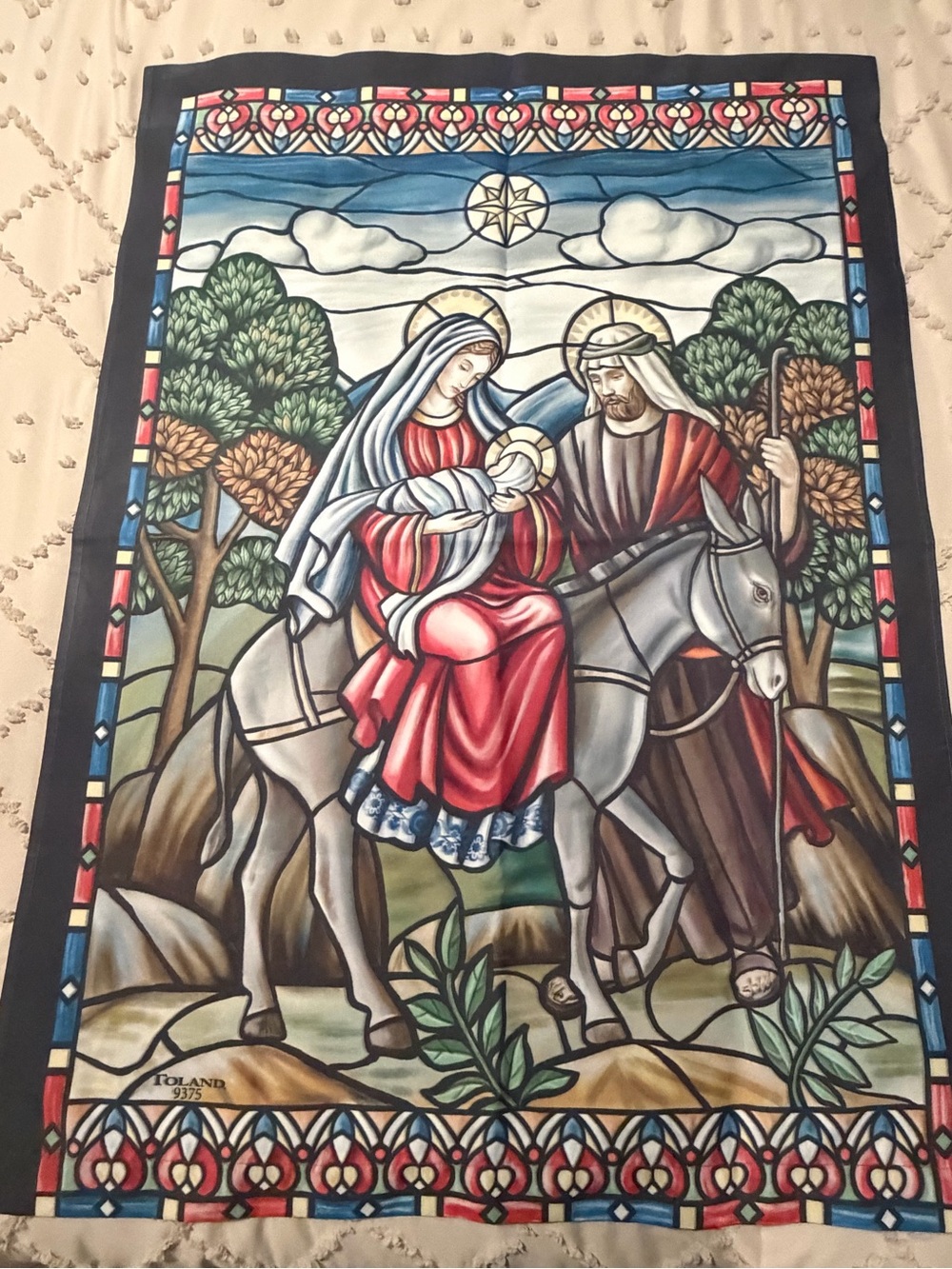 Religious Stained-Glass Style Garden Flag